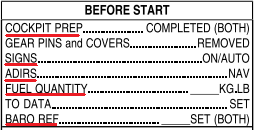 Before Start Checklist